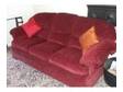 Red 3 seater sofa velour. Lovely 3 seater sofa great....