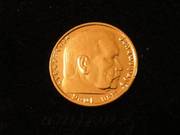 5 Reichsmark 1939 J golden NAZl coin with swastlka,  RARE